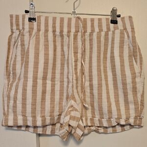 Old Navy High Waist Striped Shorts in Tan and White